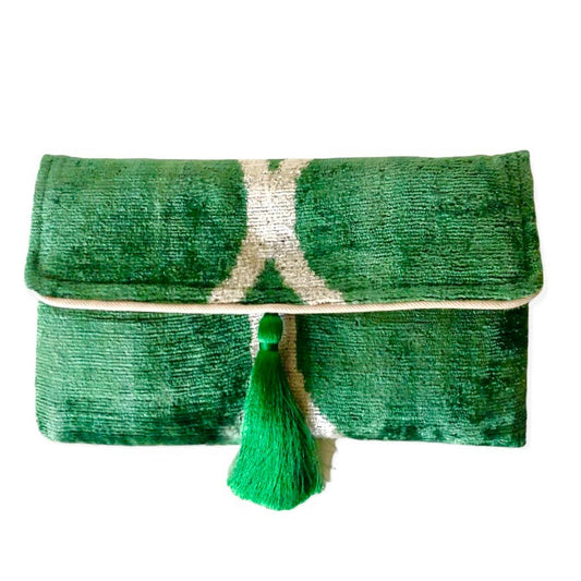 Silk Velvet Ikat Clutch