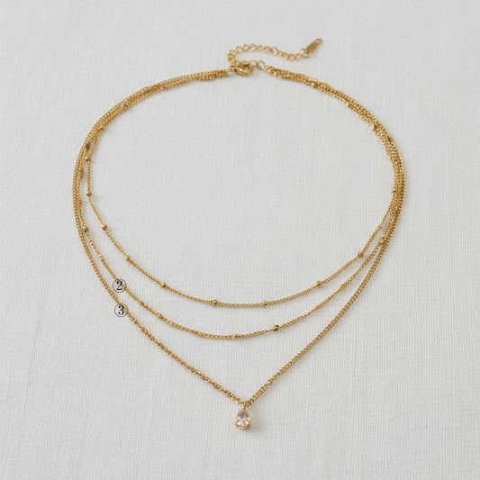 Multi-Layered Waterdrop Pendant Necklace