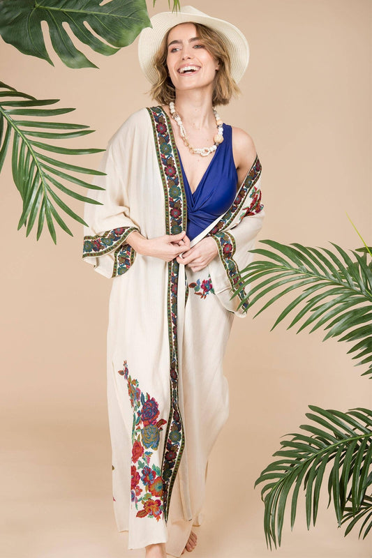 Secret Garden Duster Kimono: Ivory