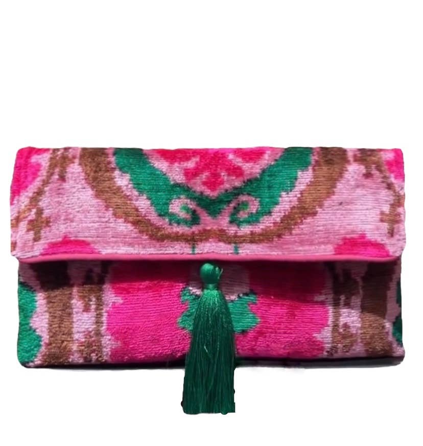 Silk Velvet Ikat Clutch