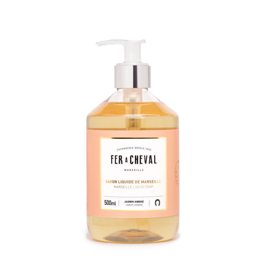Marseille Liquid Soap Amber Jasmine 16.9 fl oz - natrual vegetable oil based without paraben, sulfate or coloring for hands and full body