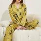 Leopard pattern loungewear 2-piece set of ice silk pajamas: Green / L