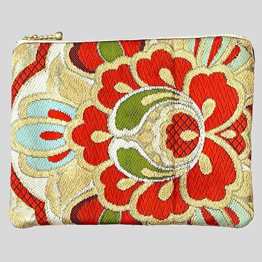 Japanese Kimono Silk Floral Pouches Vintage Kimono Pouch Zipper Pouch Kimono Fabric Kimono Accessories Handmade Pouch Vintage Kimono Upcycled Kimono Traditional Japanese Travel Pouch Colorful zipper pouch colorful travel pouch bag organizer