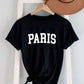 Paris, Unisex Round Neck Short Sleeve T-Shirt: M / Black