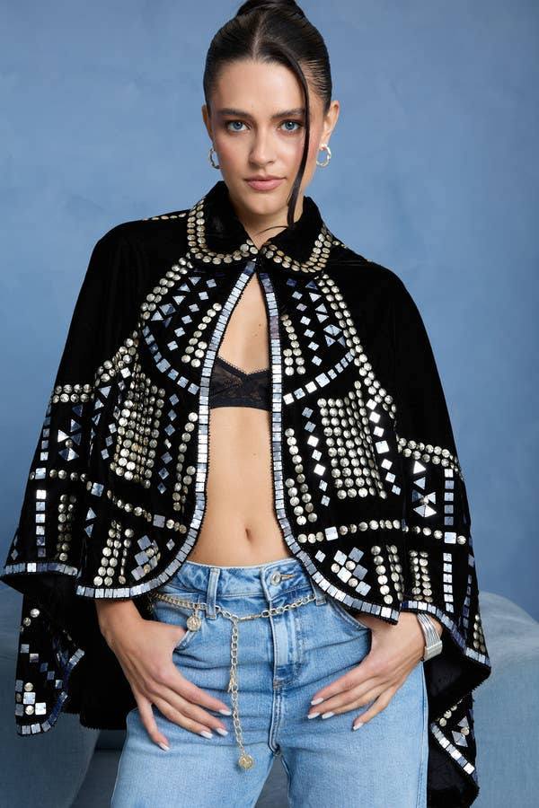 Encore Embellish Velvet Cape