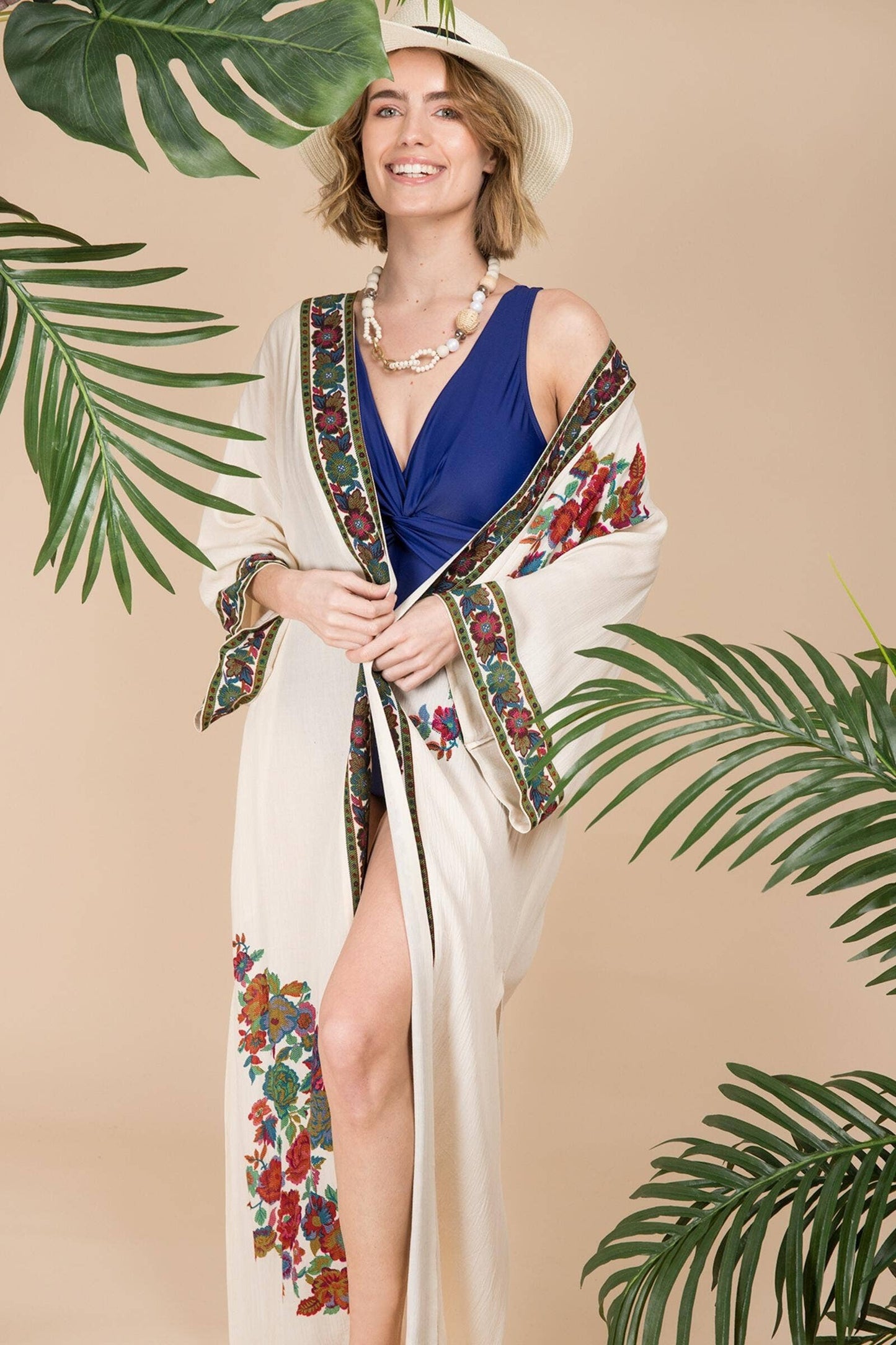 Secret Garden Duster Kimono: Ivory