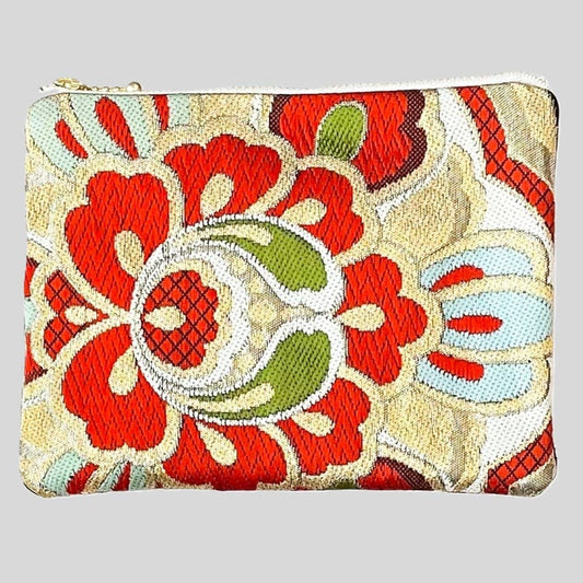 Japanese Kimono Silk Floral Pouches Vintage Kimono Pouch Zipper Pouch Kimono Fabric Kimono Accessories Handmade Pouch Vintage Kimono Upcycled Kimono Traditional Japanese Travel Pouch Colorful zipper pouch colorful travel pouch bag organizer