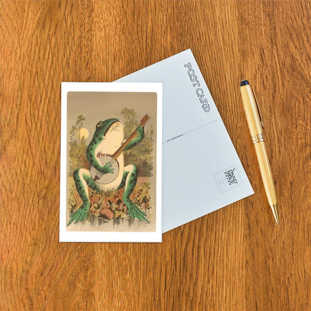 Postcard AN-62 Frog Playing Banjo in Moonlight