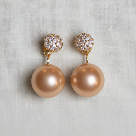 Vintage Zircon Pearl Stud Earrings