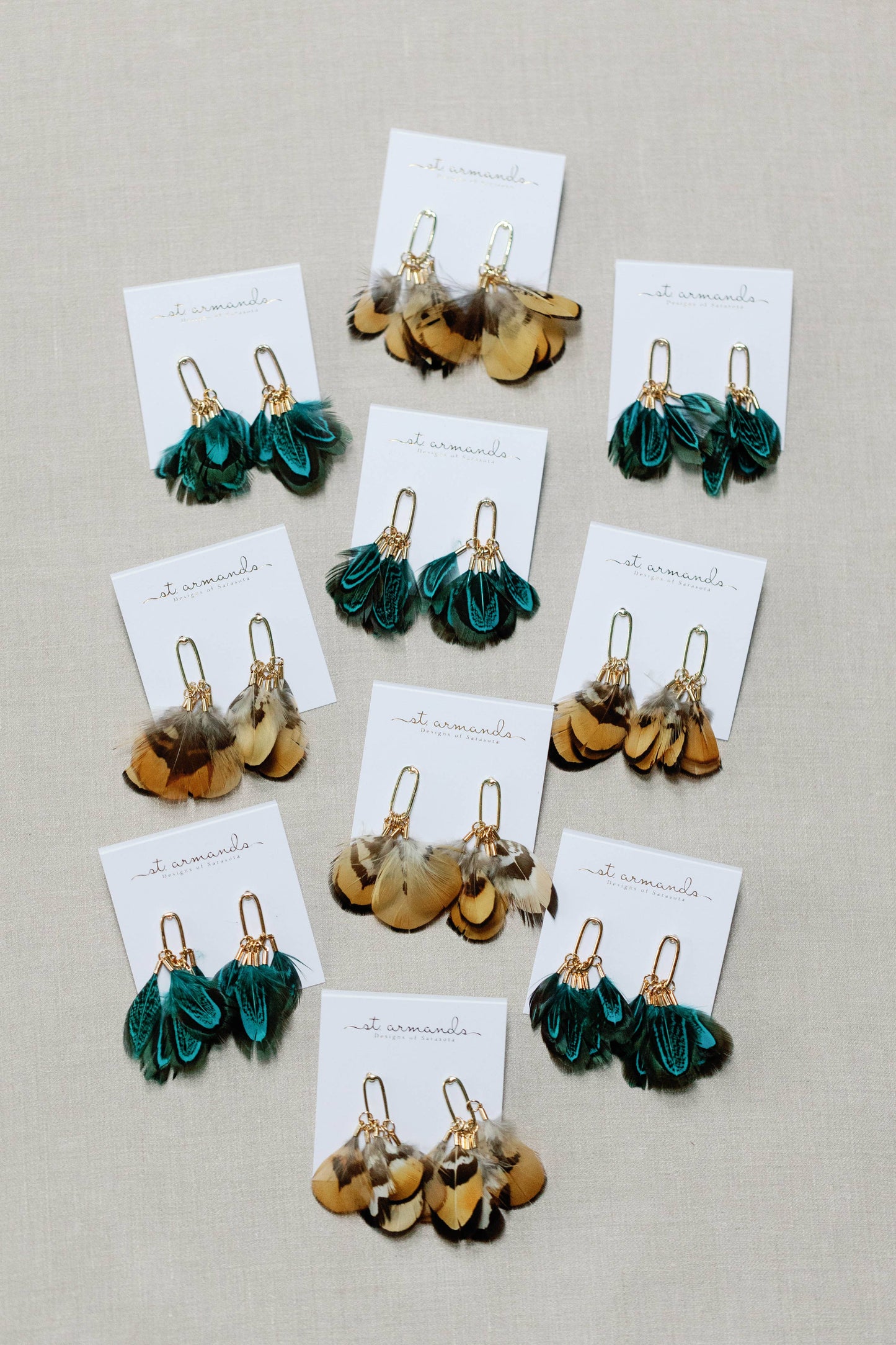 Peacock Feather Statement Tassel Earrings