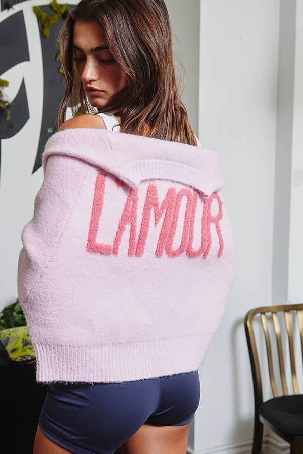 IT2389 'TIS THE SEASON & L'AMOUR' Lettering Sweater: Pink / S-M-L (2-2-2)