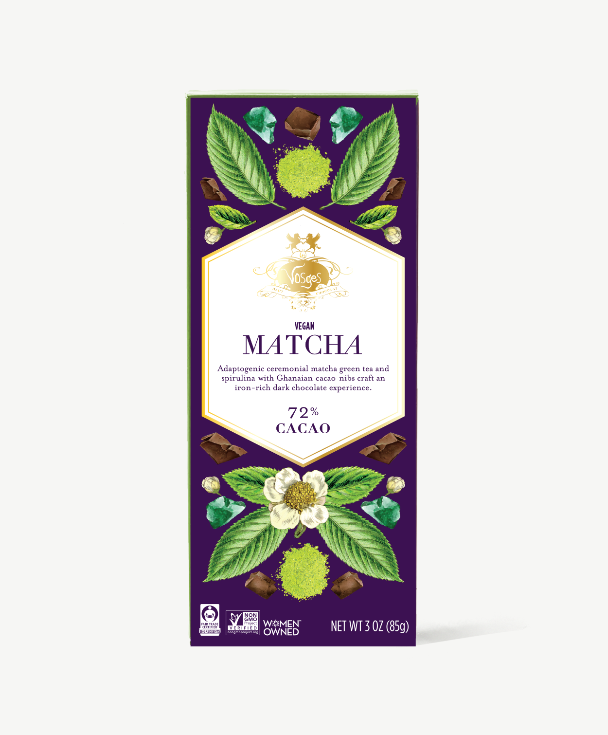 Dark Chocolate Bar w/ Matcha Green Tea & Spirulina - Gourmet