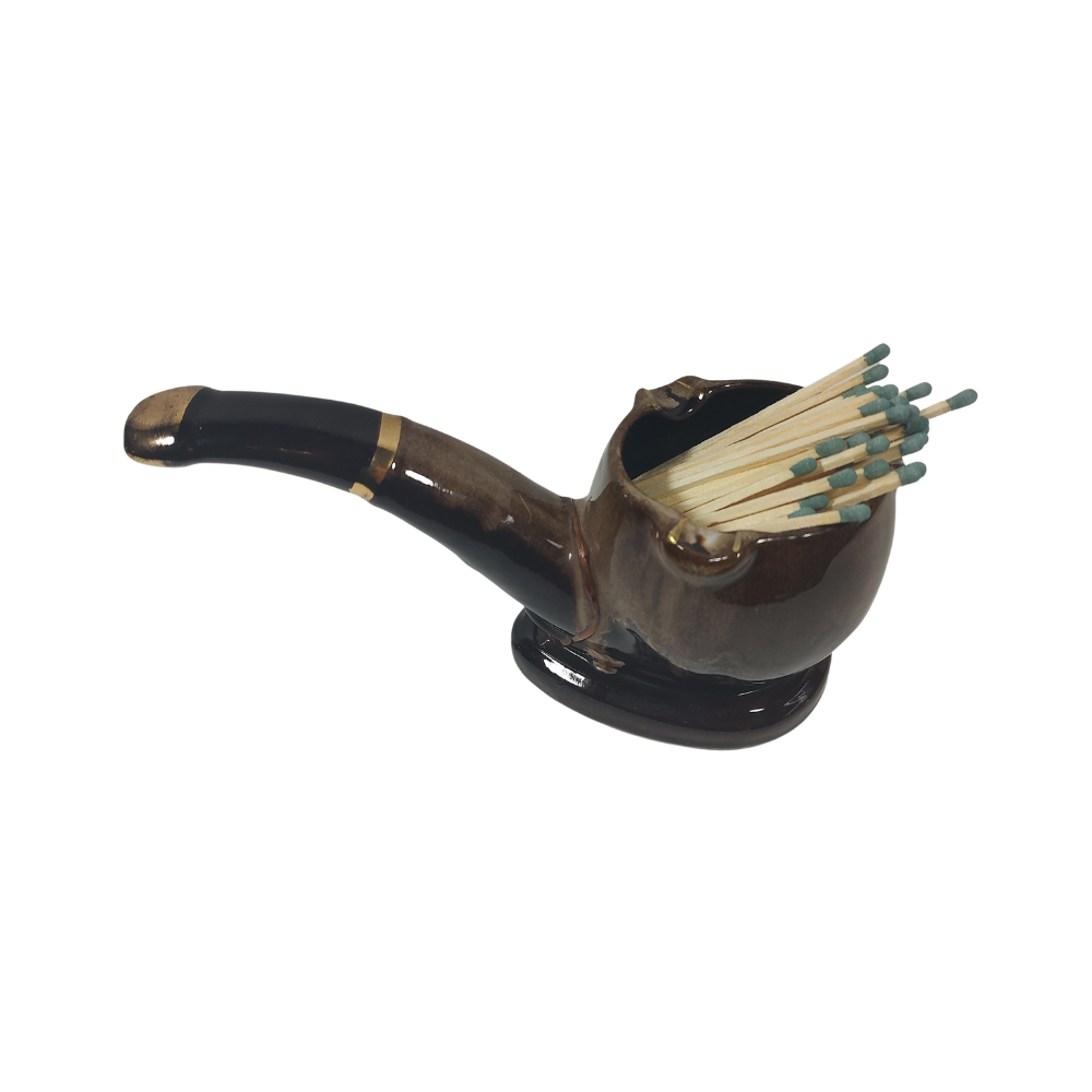 Brown Pipe Match Holder Ashtray