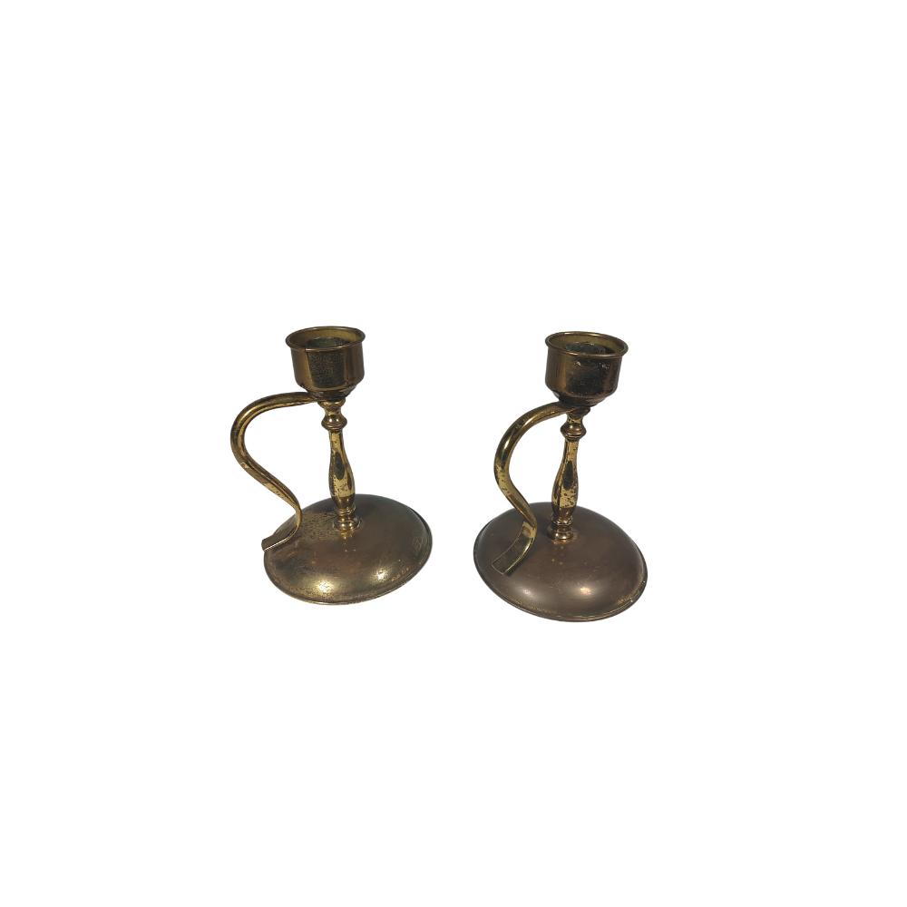 Vintage pair 1970's Brass Candle Holders