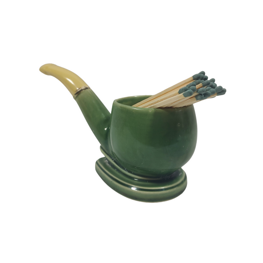 Green & Yellow Pipe Ashtray Match Holder