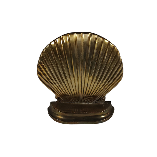 Pair Vintage Brass Scallop Bookends