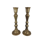 Extra Large Aged Brass 1980's Candle Holder Pair