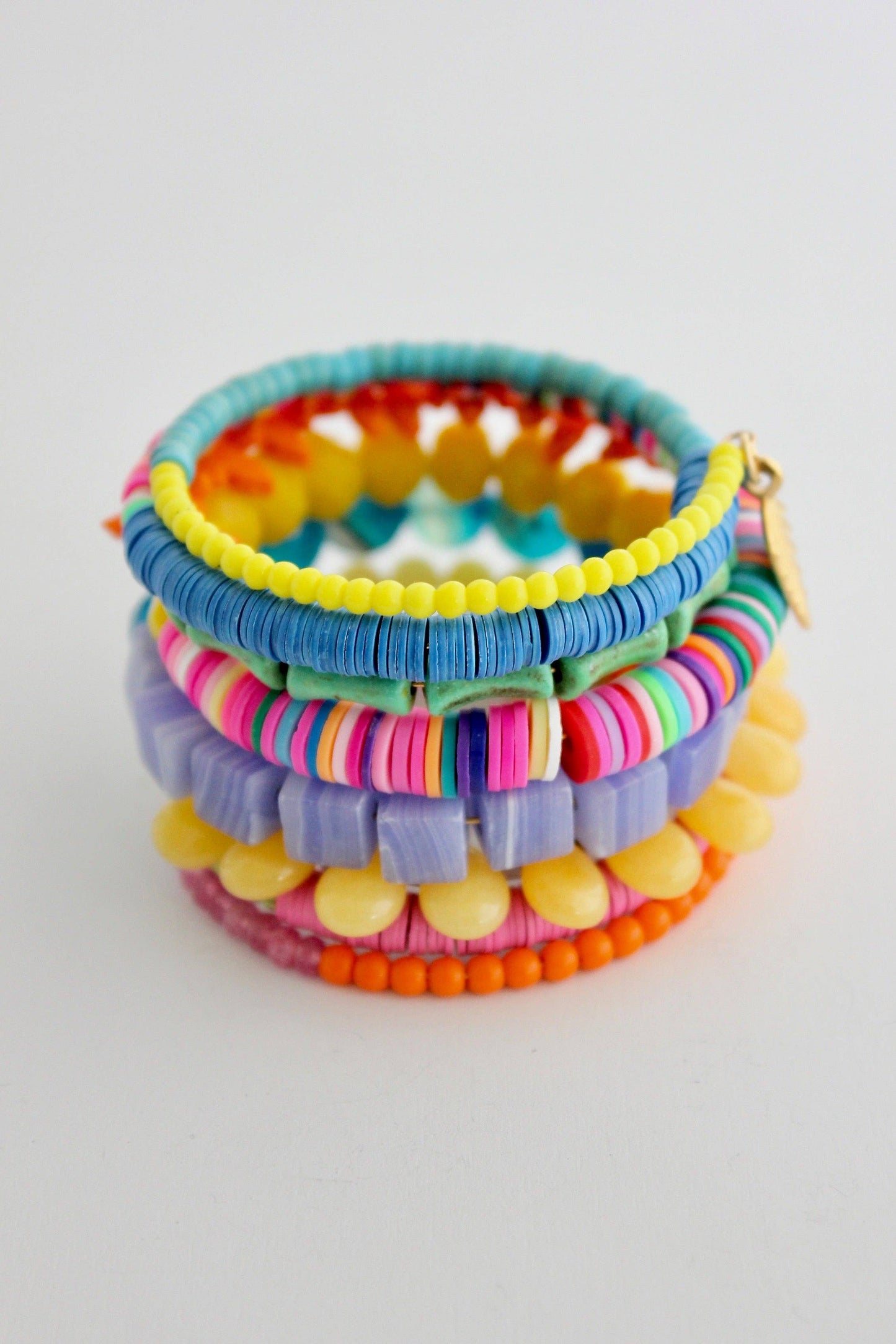 EMIB06 Pink, orange, blue, & yellow wrap bracelet