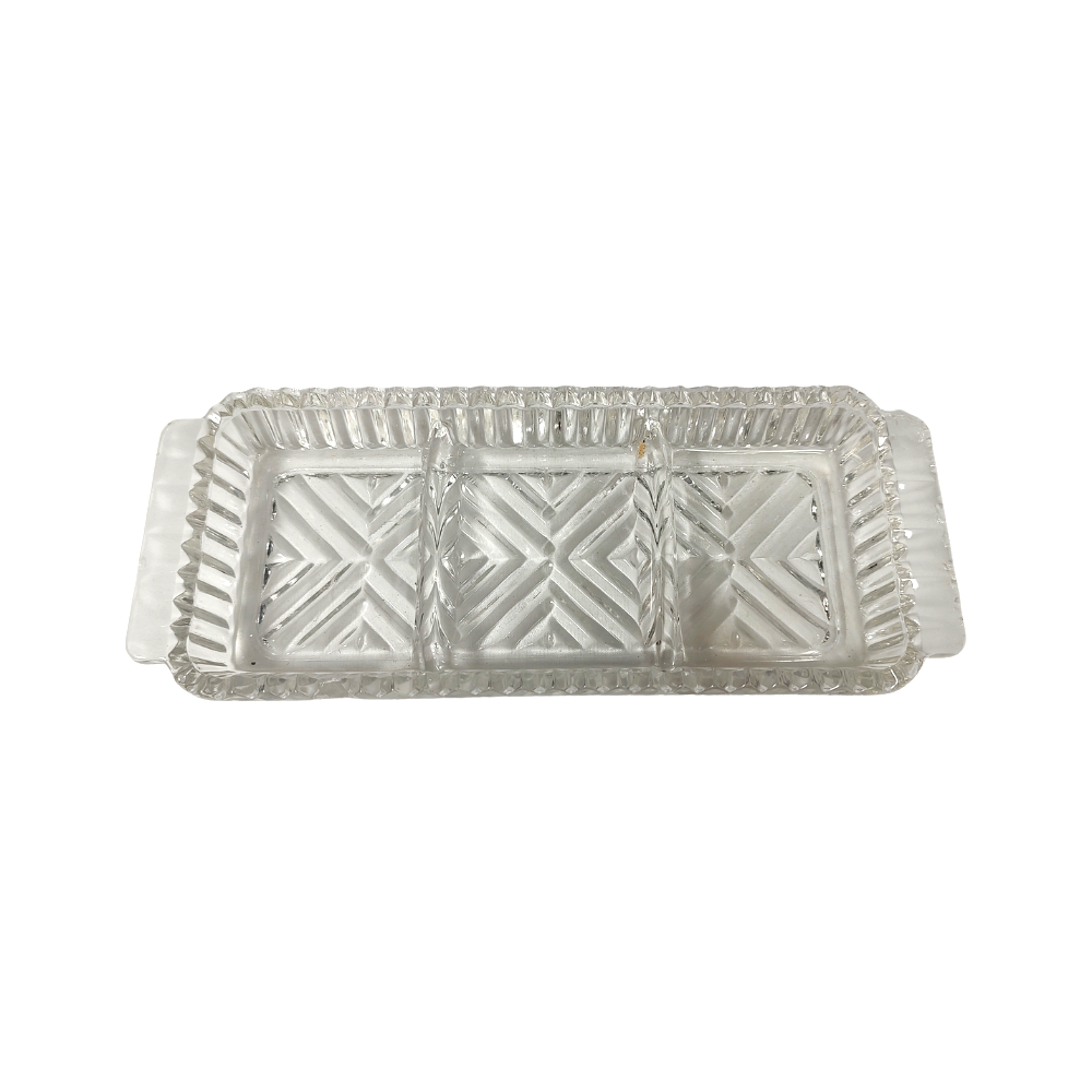 MCM Rectangular Divided Crystal Appetizer Tray