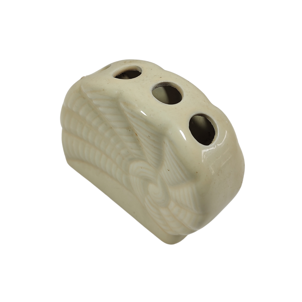 Creamy White Ceramic Bud Vase/ Shell Pen/Match Holder