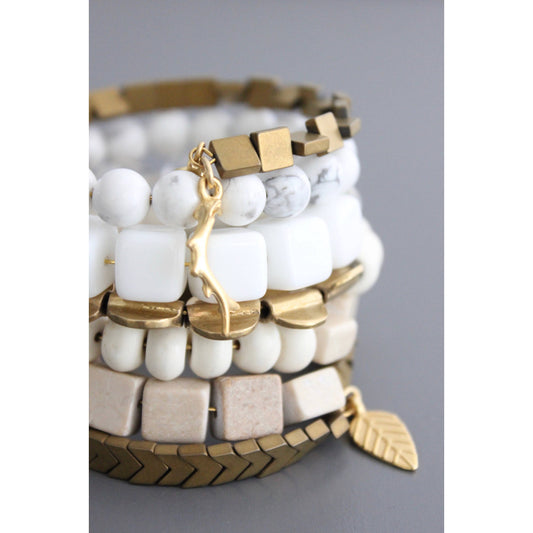 BKNB06 White and gold color wrap bracelet