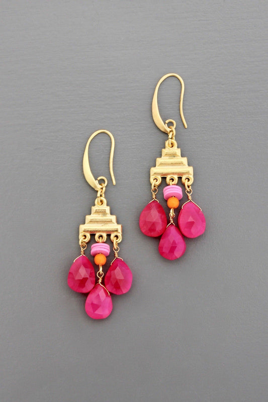 EMIE40 Pink chalcedony earrings