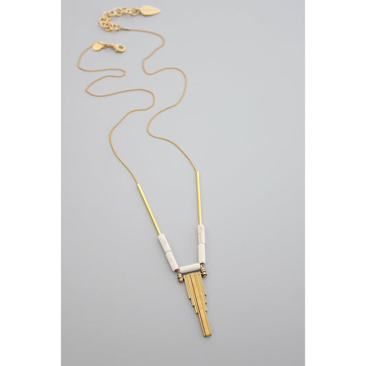 GND524 white magnesite geometric chain necklace