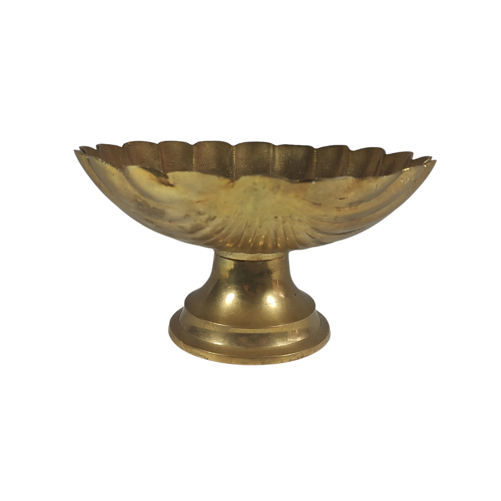 Heavy Brass Scallop Shell Trinket Footed Dish