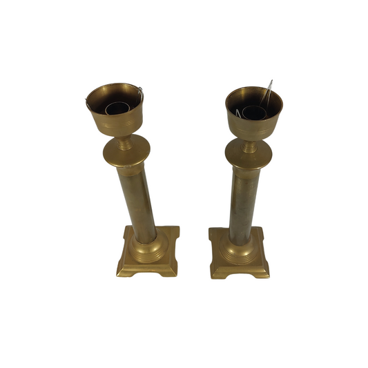 Tall Brass Candle Holder set 1970"